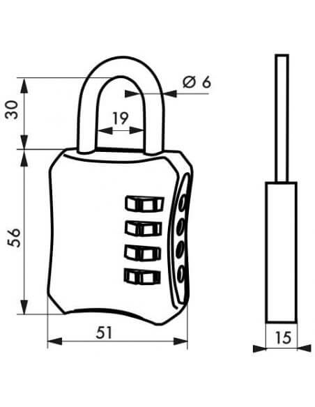 Lacat cu cifru, BAGGY, 50 mm, THIRARD - 2