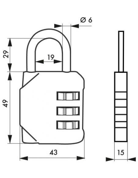 Lacat cu cifru, CLUB 2, 40 mm, THIRARD - 2