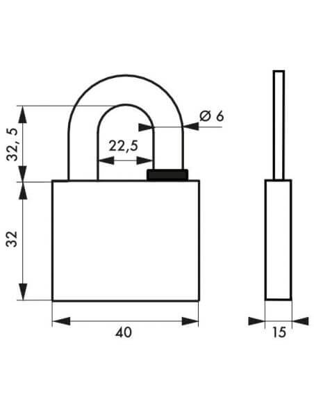 Lacat de exterior, cu cheie, REVERSO, 40 mm, THIRARD - 2