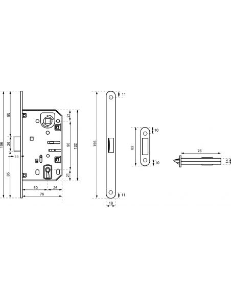 Broasca pentru usa cu cheie 50 x 90 mm, finisaj crom mat, THIRARD - 6