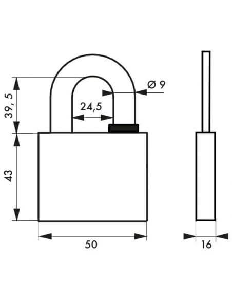 Lacat de exterior, cu cheie, REVERSO, 50 mm, THIRARD - 2