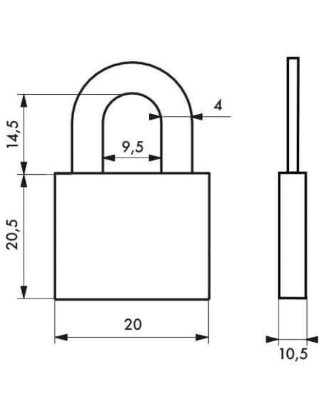 Lacat bagaj, cu cheie, TYPE 1 ALU, 20 mm, aluminiu, THIRARD - 2