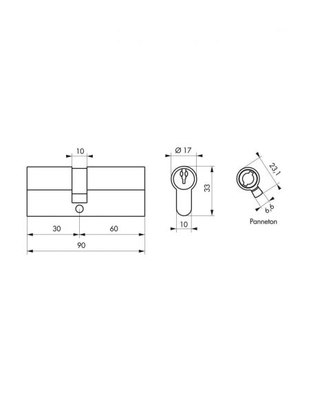 Cilindru Cheie Unica cu profil european 30 x 60 mm, STD, nichelat - 2