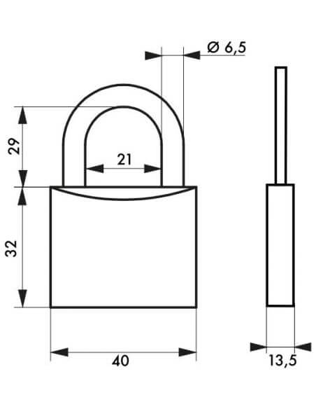 Lacat cu cheie, TYPE 1 ALU, 40 mm, THIRARD - 3