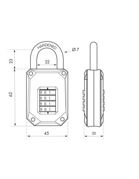 Lacat cu cifru, CODE-X, 45 mm, THIRARD - 2