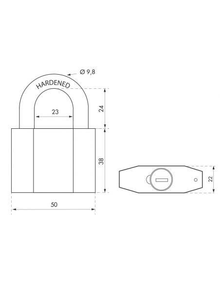 Lacat de exterior, cu cheie, OCTO, 50mm, THIRARD - 2