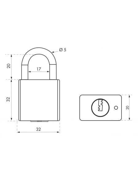 Lacat de exterior, cu cheie, RINOX, 30 mm, THIRARD - 2